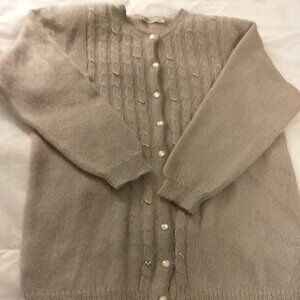 KID MOHAIR WOOL BEIGE CARDIGAN, size L